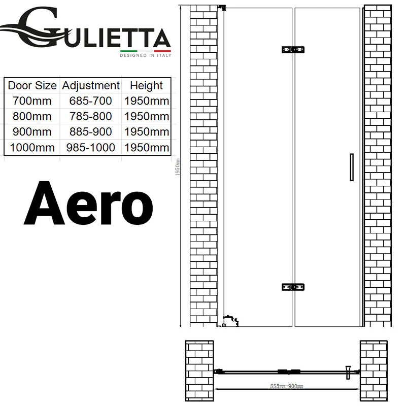 Gulietta Aero Black Bi Fold Shower Door 6mm Glass - Image 5