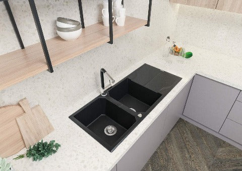 Andante Granite sink 2-bowl with drainer - Image 7