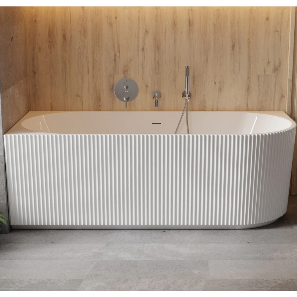 Besco Denaya Freestanding Fluted Corner Acrylic Double Ended Bath