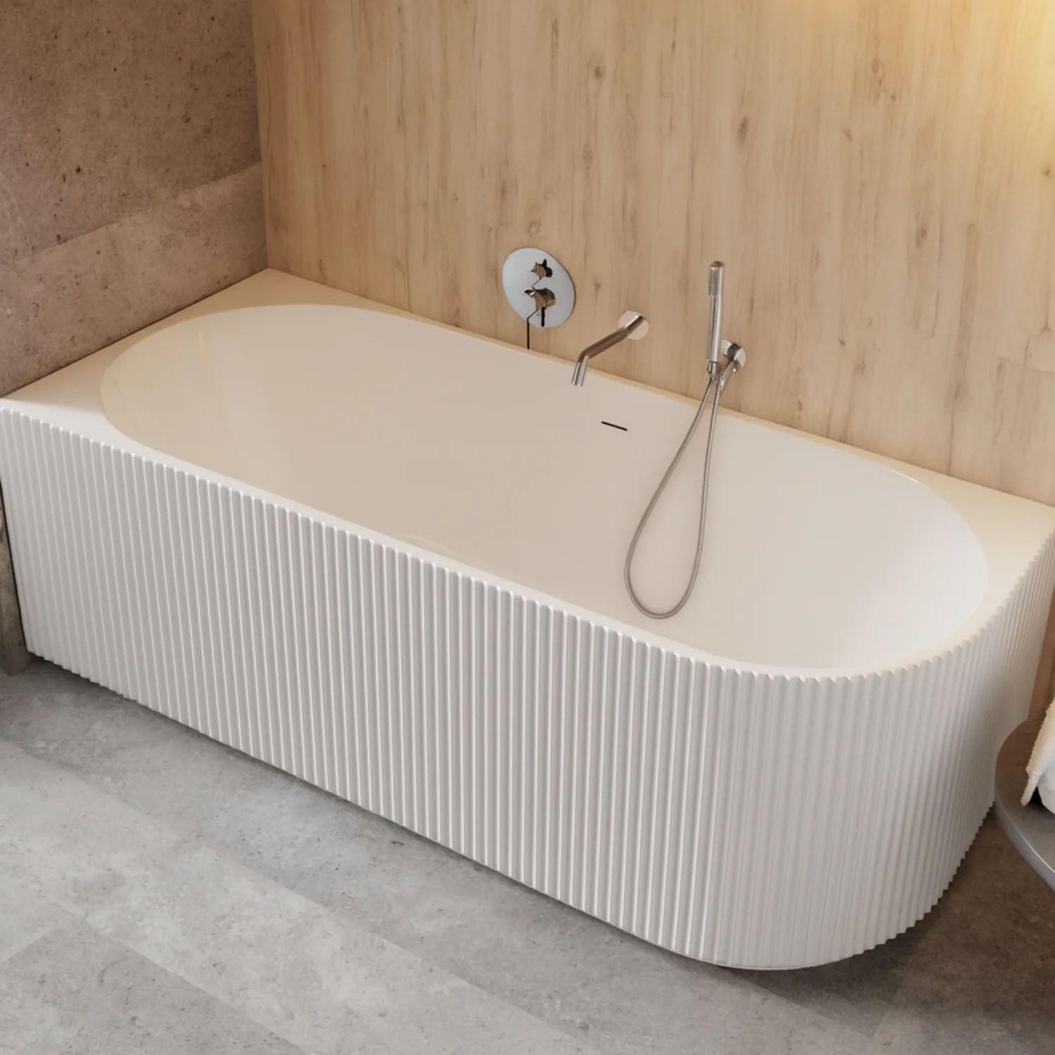 Besco Denaya Freestanding Fluted Corner Acrylic Double Ended Bath - Image 2
