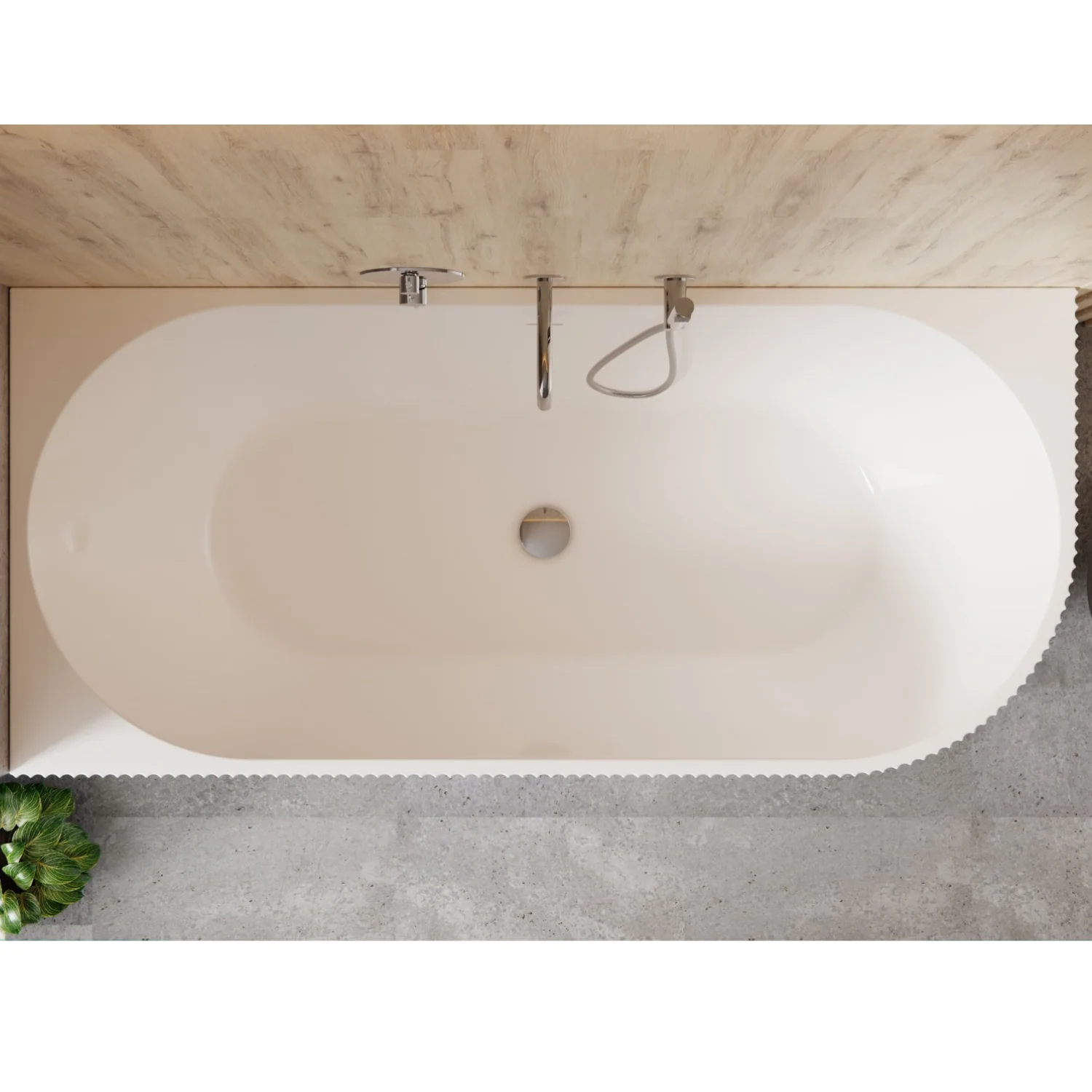 Besco Denaya Freestanding Fluted Corner Acrylic Double Ended Bath - Image 3