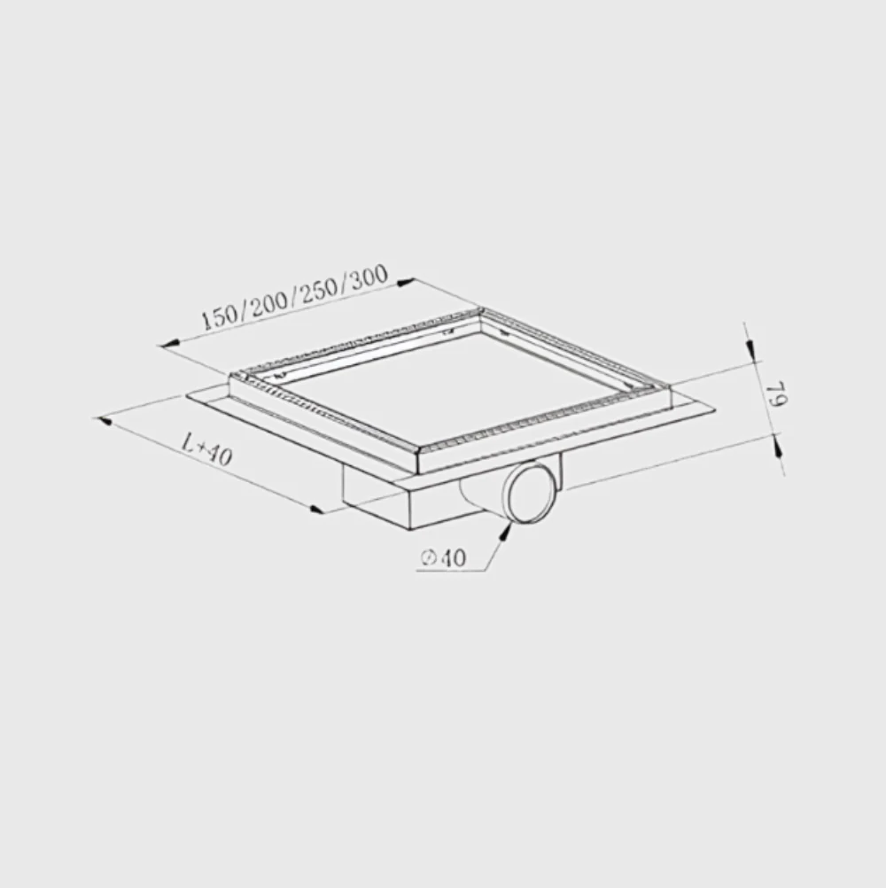 Black Linear Square Shower Drain - Image 3
