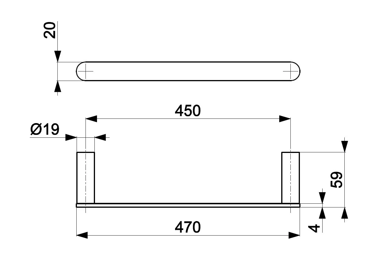Brushed Gold 45cm Towel Bar - Image 3