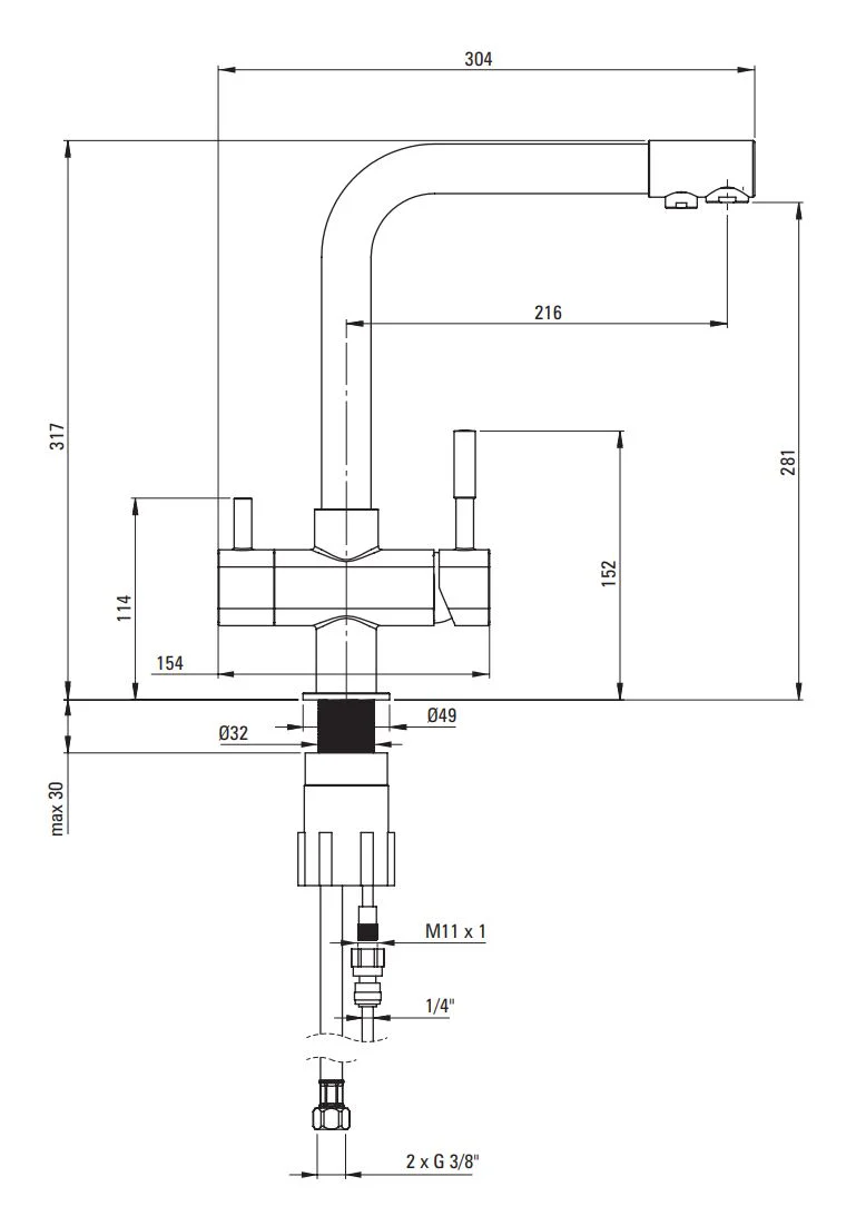 Deante Kitchen Tap with Water Filter Connection - Image 2