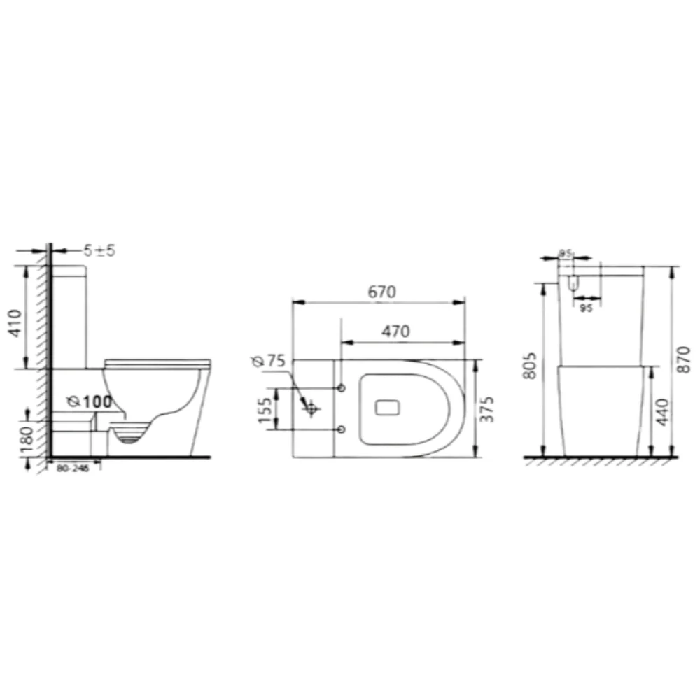 Elegance Matt Black Tornado Flush Floor Mounted Toilet - Image 6