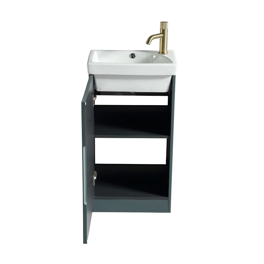 Flauto Mini Floor Standing Vanity Unit - Smoked Sage - Image 3