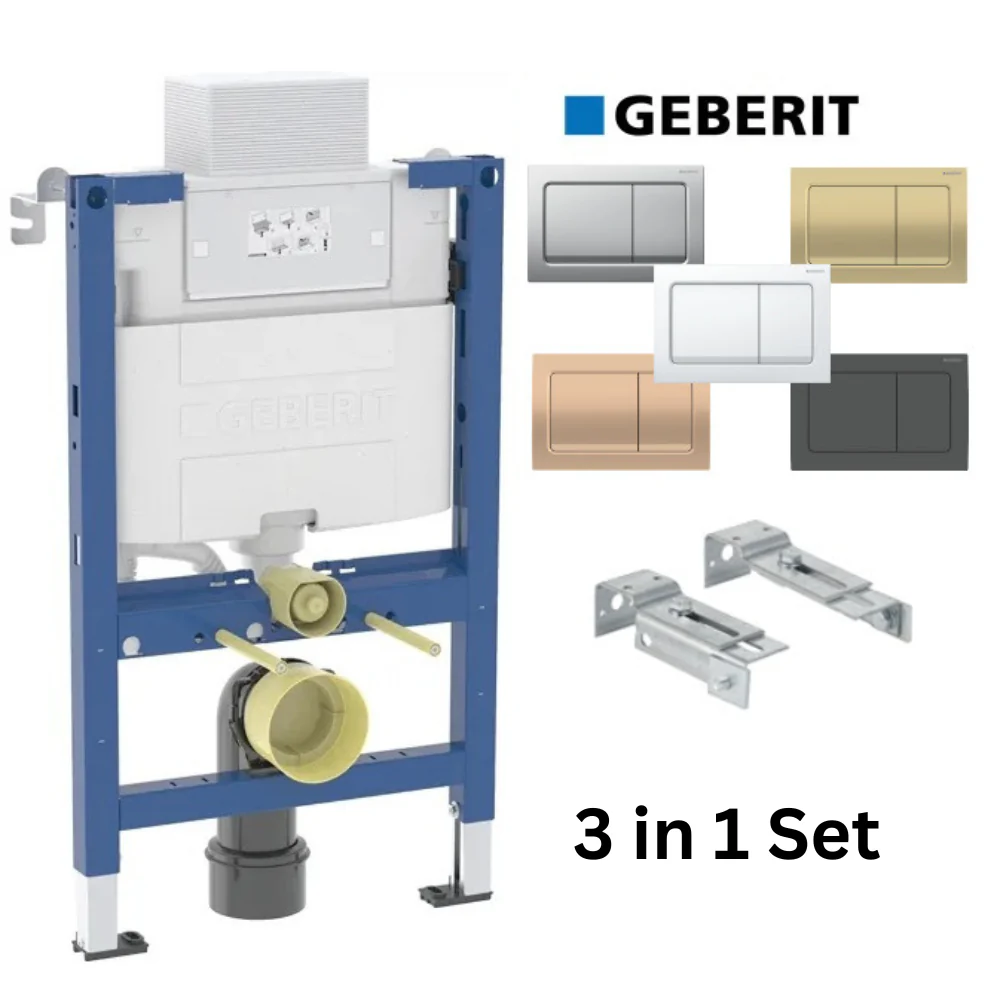 Geberit Duofix Alpha Wc Frame 820mm Concealed Cistern, Rectangular Plate, Brackets 458.033.00.2