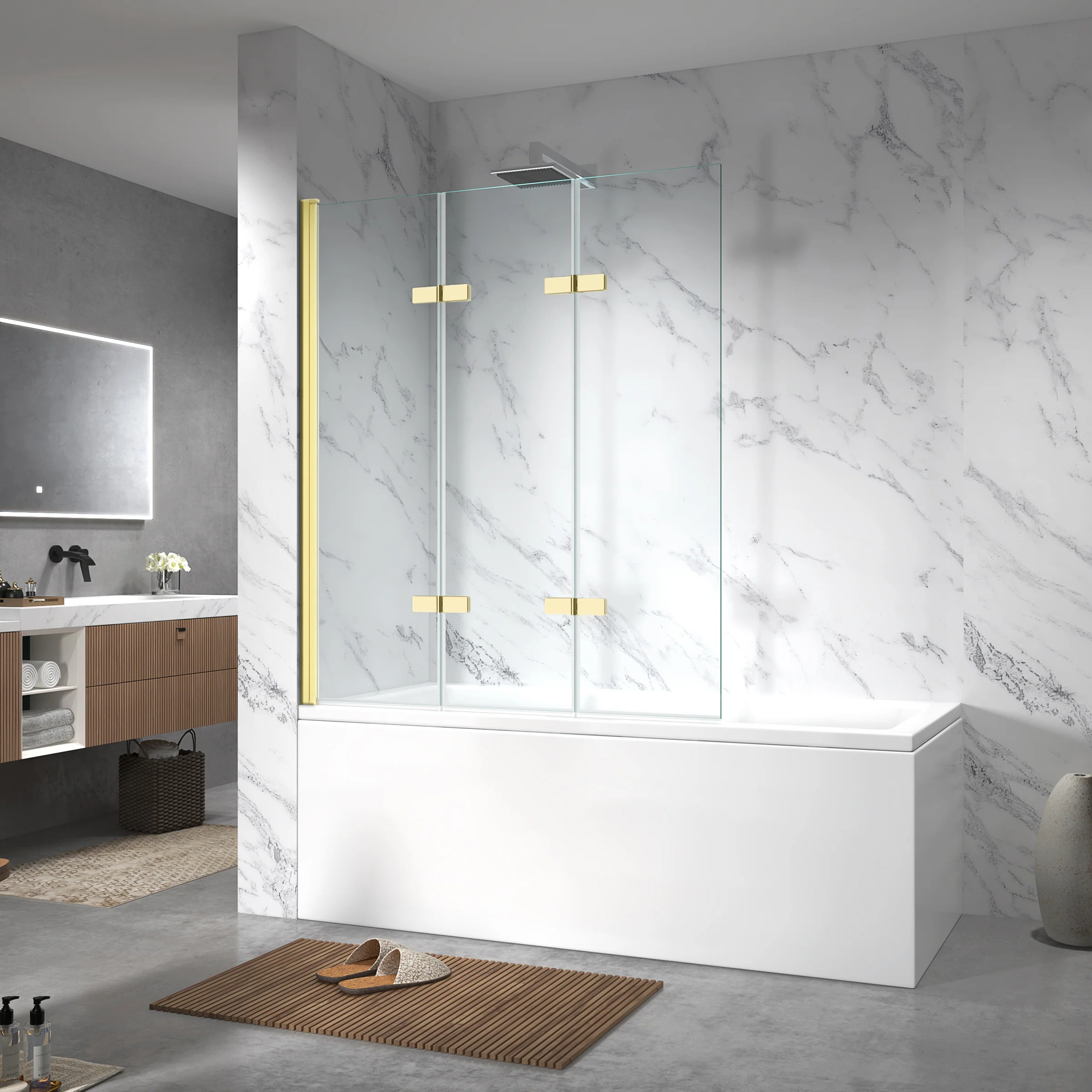 Gulietta Gold 3-Wing Bath Screen