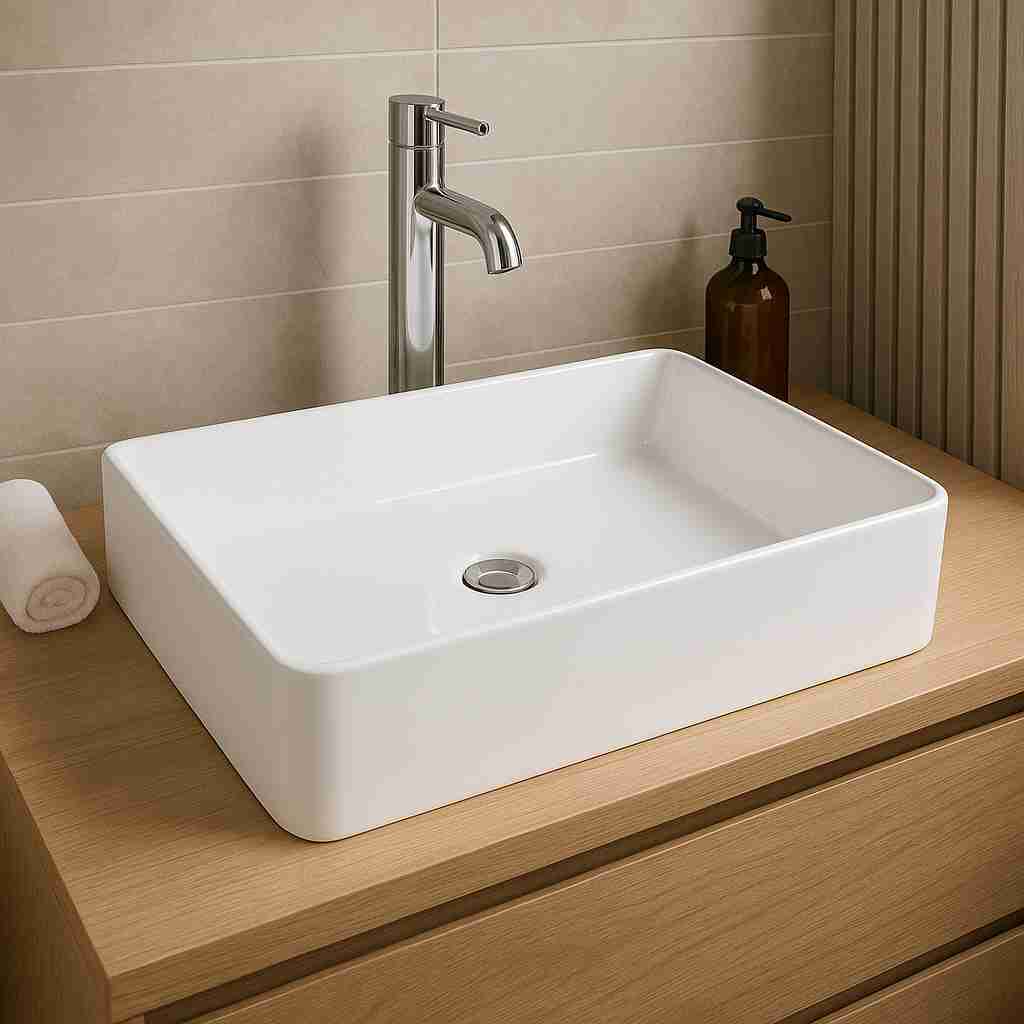 Ruby Rectangle Countertop Basin - White