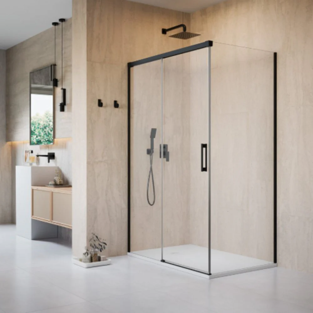 Radaway Idea 8 KDJ Recess Shower Enclosure – Black, 8mm Glass