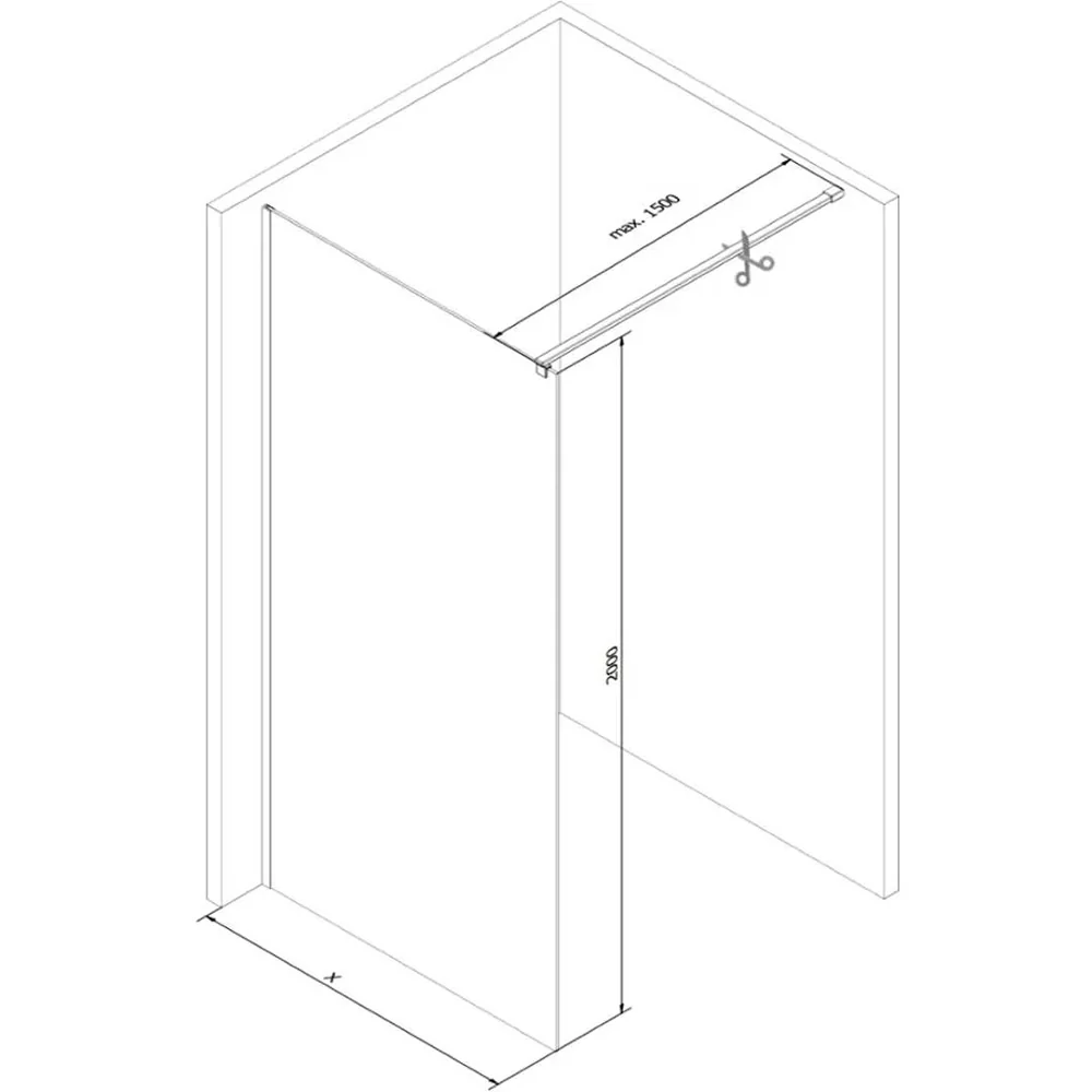 Wet Room Screen Clear Glass with Gold Profiles - Image 5