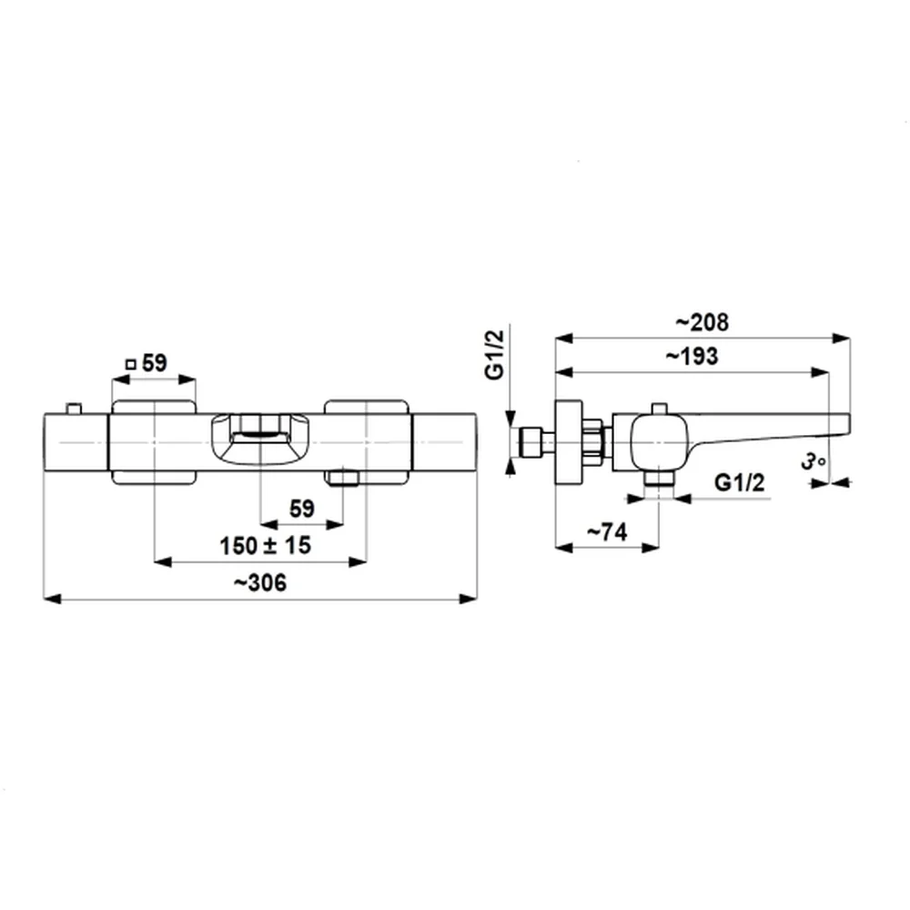 Malaga Wall-Mounted Thermostatic Bath Mixer - Image 8