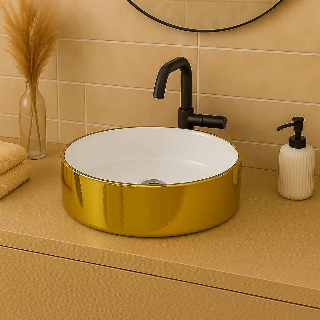 Merida Gold & White Countertop Washbasin