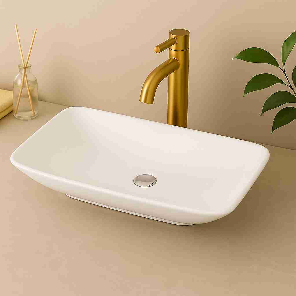 Nina White Countertop Washbasin - Short