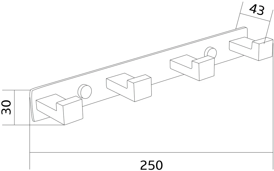 Four Hook Towel Rail - Square - Image 3