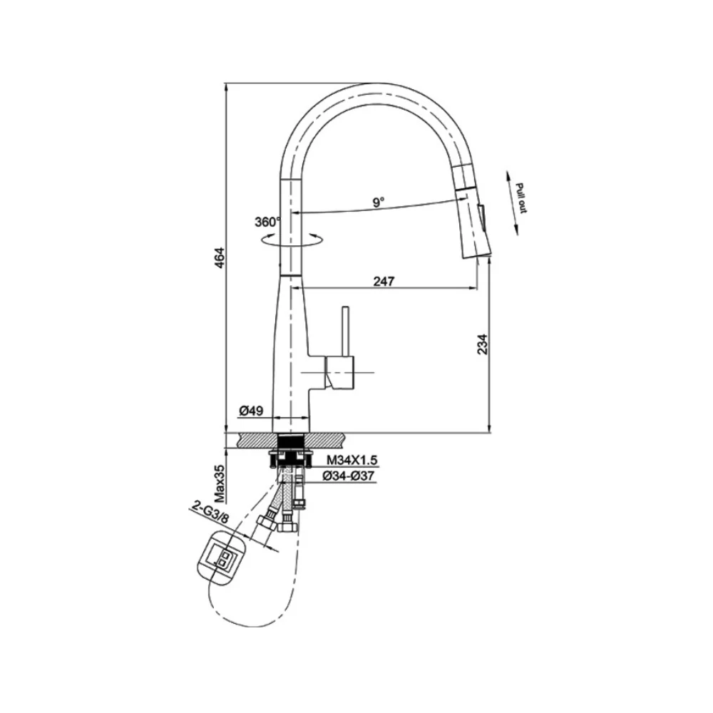 Orion Pull-out Kitchen Tap - Image 3
