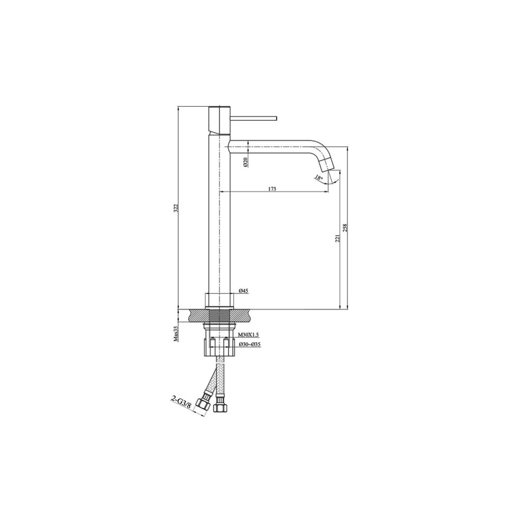 Orion High Basin Mixer Tap – Modern Tall Bathroom Faucet - Image 5