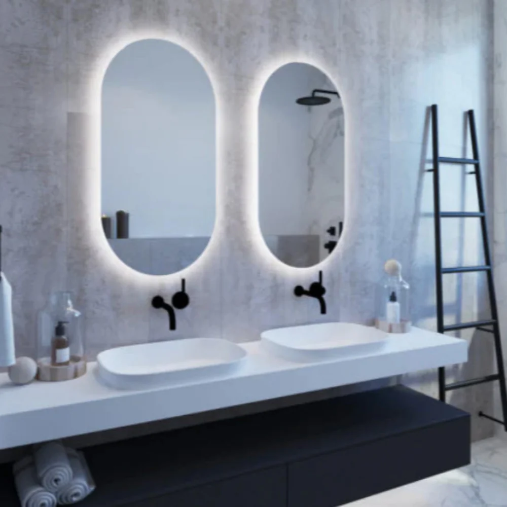 Oval Backlit LED Mirror w/ Temperature Control - Image 2