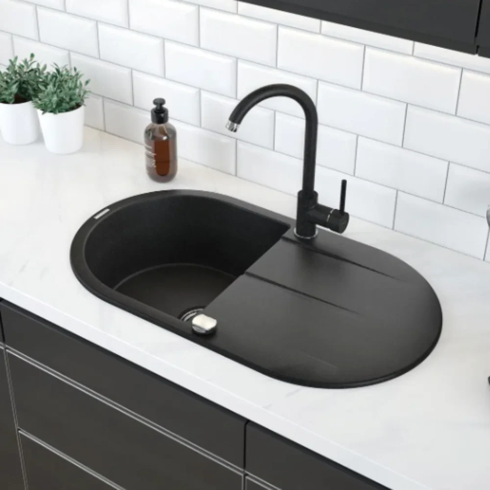 Deante Piva Granite Kitchen Sink – Reversible 1 Bowl - Image 2