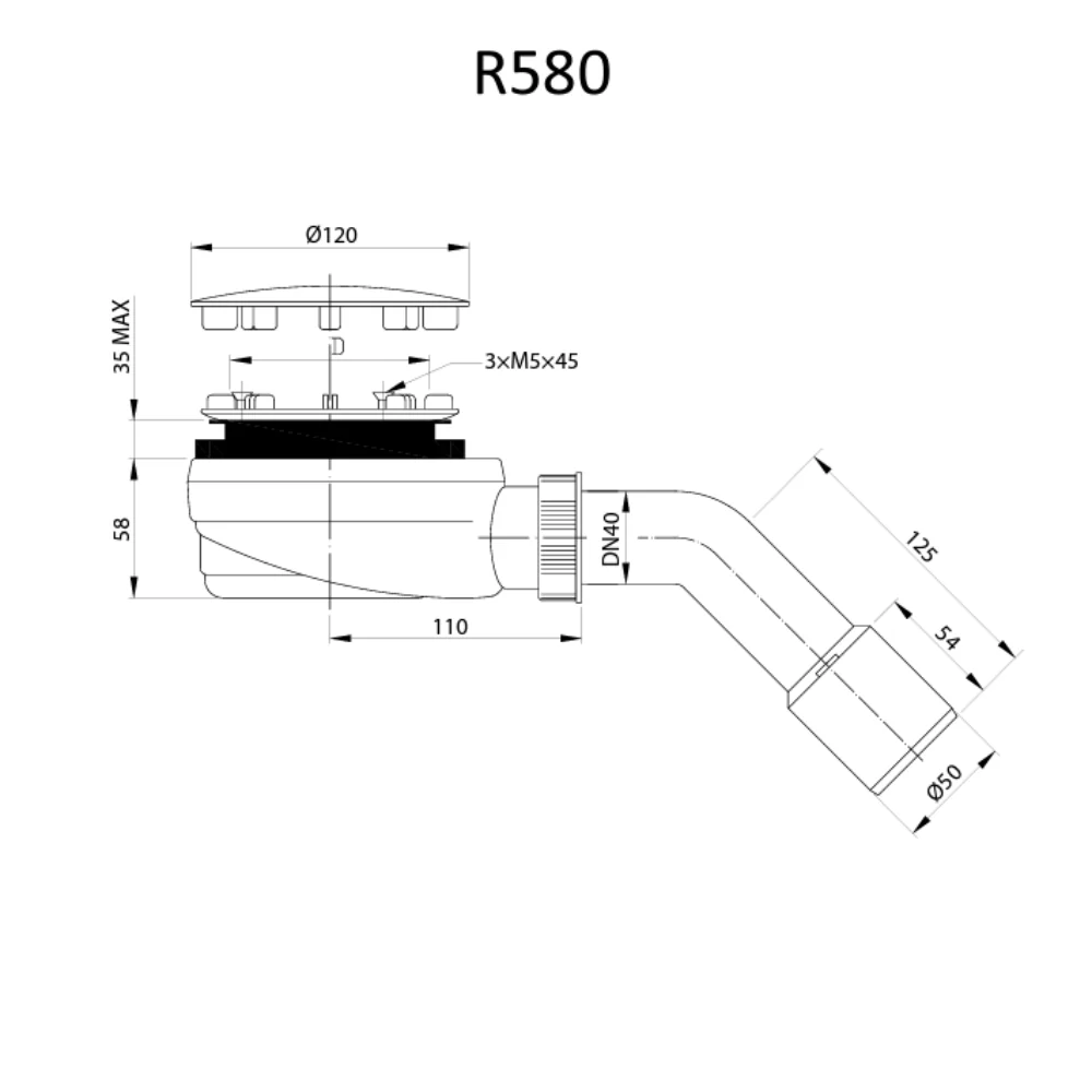 R580 Black Shower Waste - Image 2