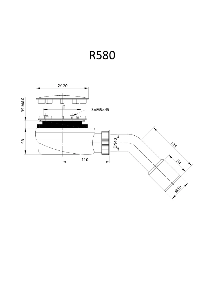 R580 White Shower Waste - Image 2