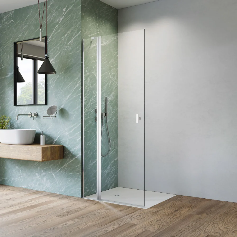Radaway Nes Brushed Gold Walk-In KDD II Shower Panel - Image 2