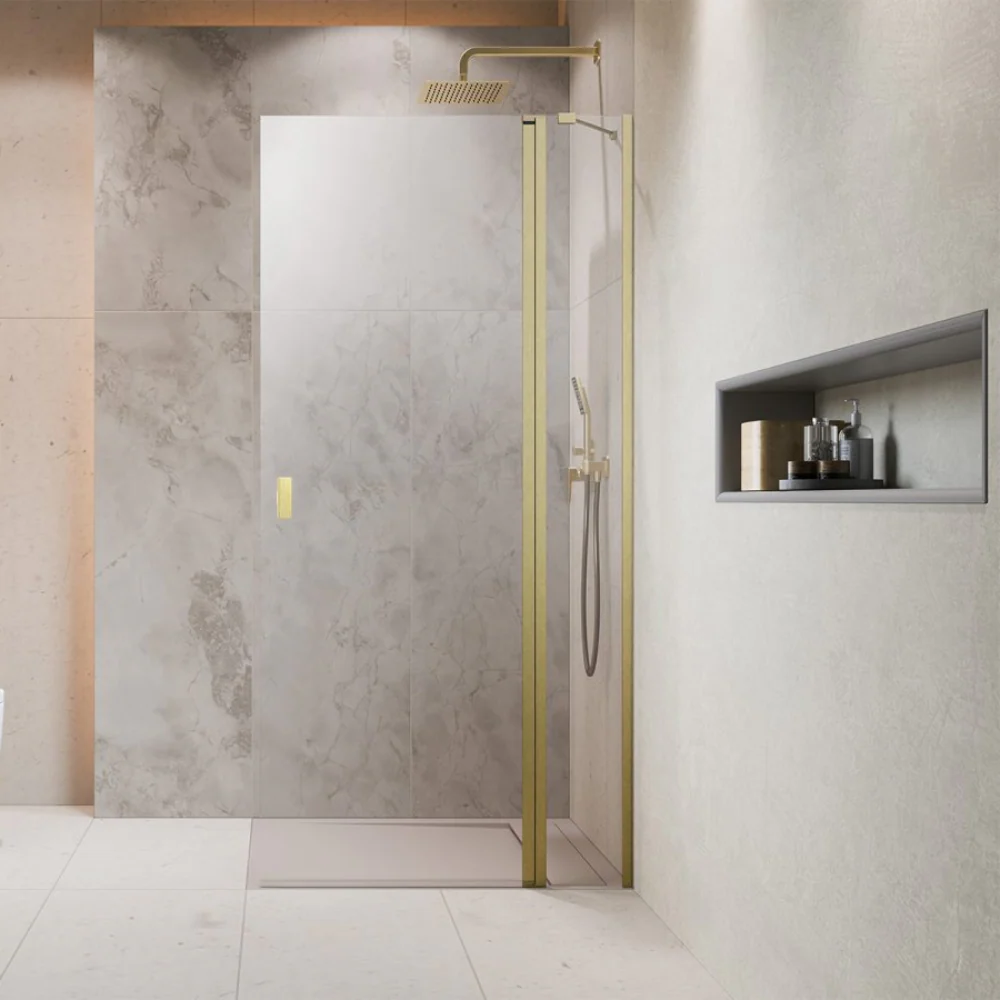 Radaway Nes Brushed Gold Walk-In KDD II Shower Panel - Image 3