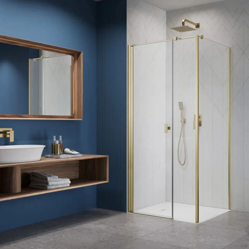 Radaway NES KDS I Premium Shower Enclosure 6mm - Brushed Gold - Image 2