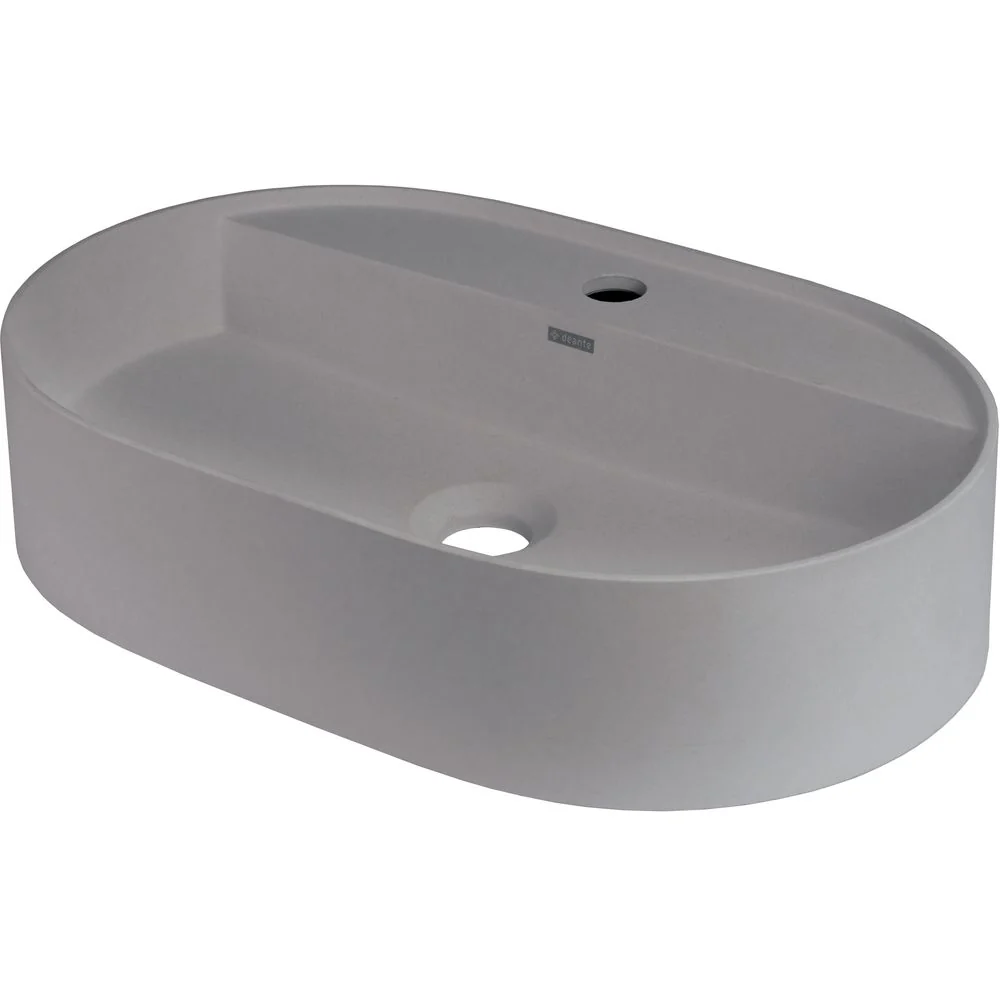 Silia Granite washbasin, countertop, with tap shelf - oval - 550x350mm - Image 7