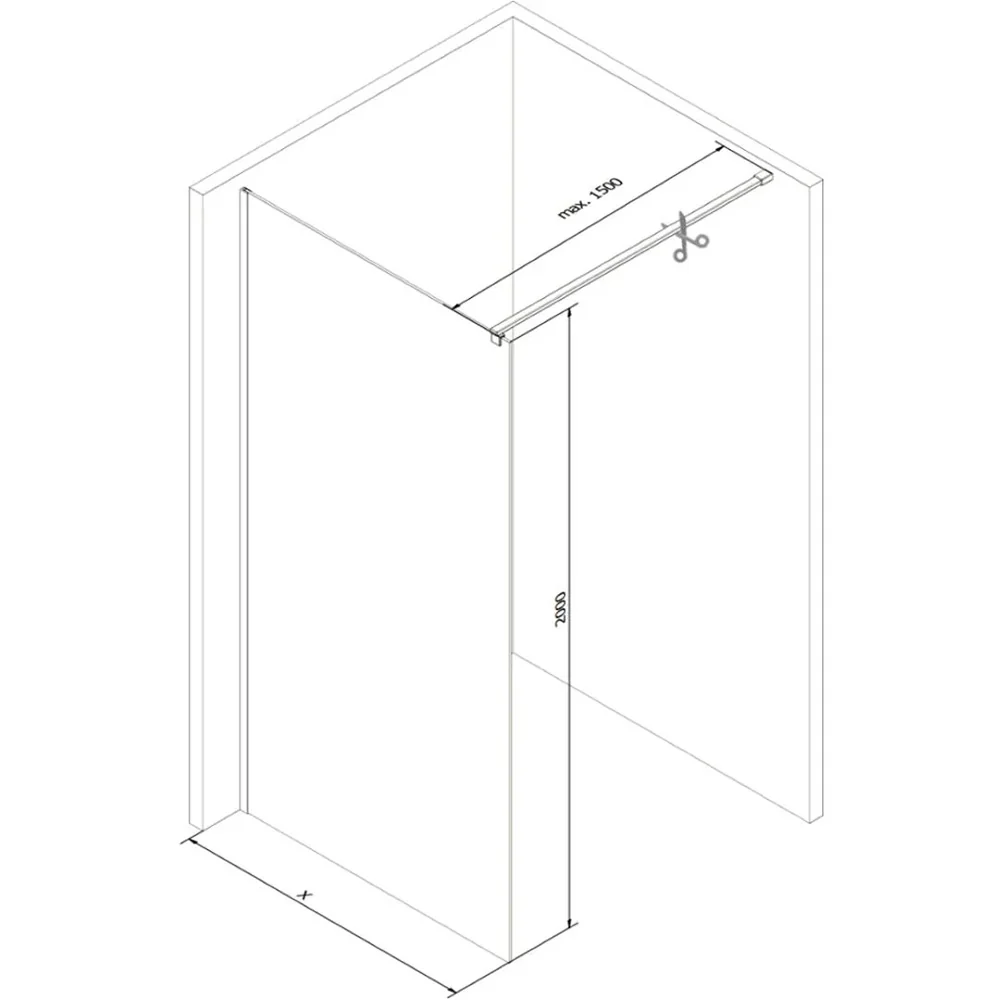 Walk-In Screen 8mm Clear Glass Chrome Profile - Image 4